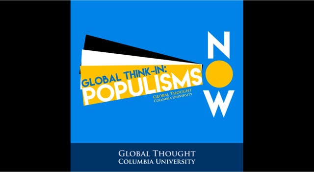 Populisms Now<br />
October 31, 2016 · 6:30-8PM<br />
Columbia Journalism School, Pulitzer Lecture Hall<br />
<br />
John Judis on the U.S., Author of “The Populist Explosion,” Columbia Global Reports<br />
Federico Finchelstein on Latin America, Author of “From Fascism to Populism;” Professor of History, The New School<br />
Xiaobo Lu on China, Professor of Political Science, Barnard College<br />
Nadia Urbinati on Europe, Professor of Political Theory, Columbia University<br />
Lawrence Liang, Commentator, Co-founder Alternative Law Forum, Bangalore; Visiting Fellow, Yale University<br />
Carol Gluck, Moderator, George Sansom Professor of History; Chair of the Committee on Global Thought, Columbia University