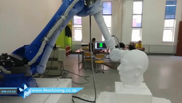 Machining Video: EPS Foam Male Bust Statue Carving Video by 7-Axis Industrial Robotic Milling Arm System