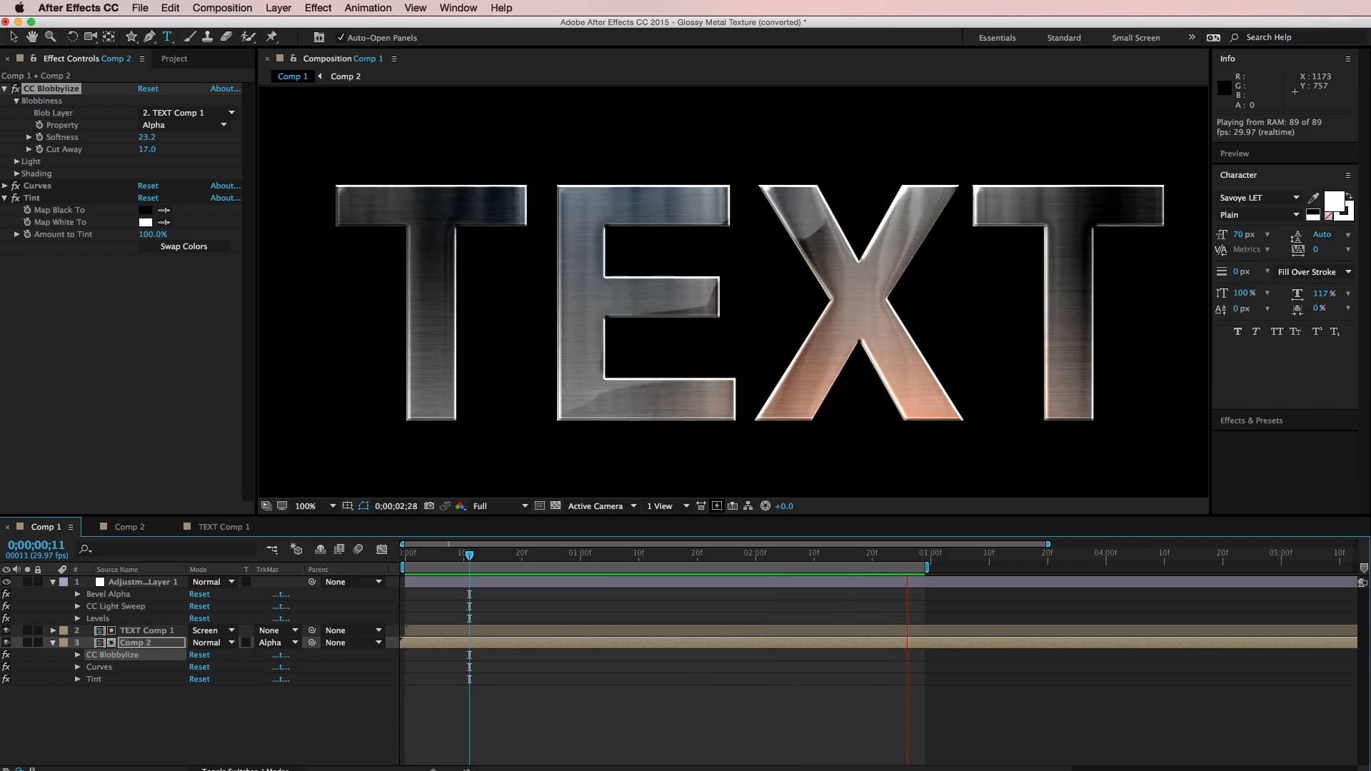 After Effects Tutorial: After Effects Metallic Reflection Texture on Vimeo