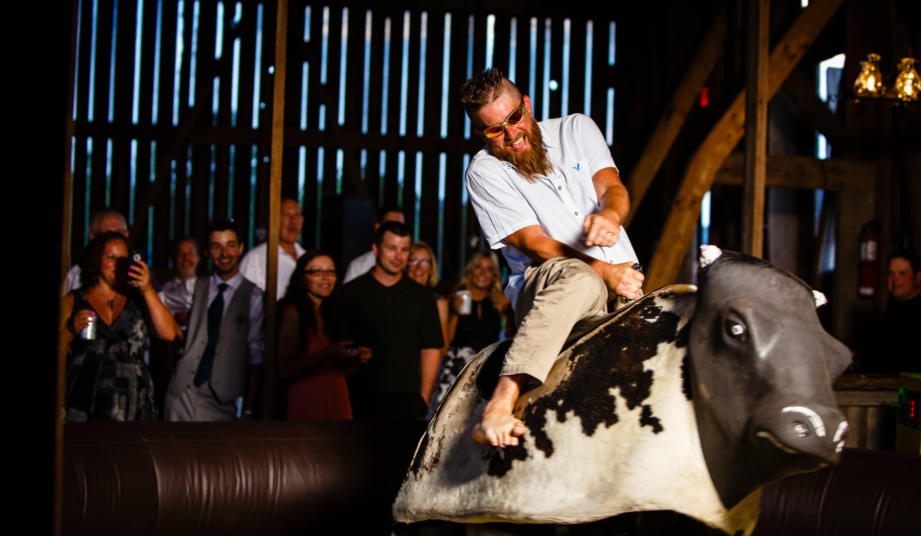 Riding the Mechanical Bull at Christine and Dan's Wedding on Vimeo