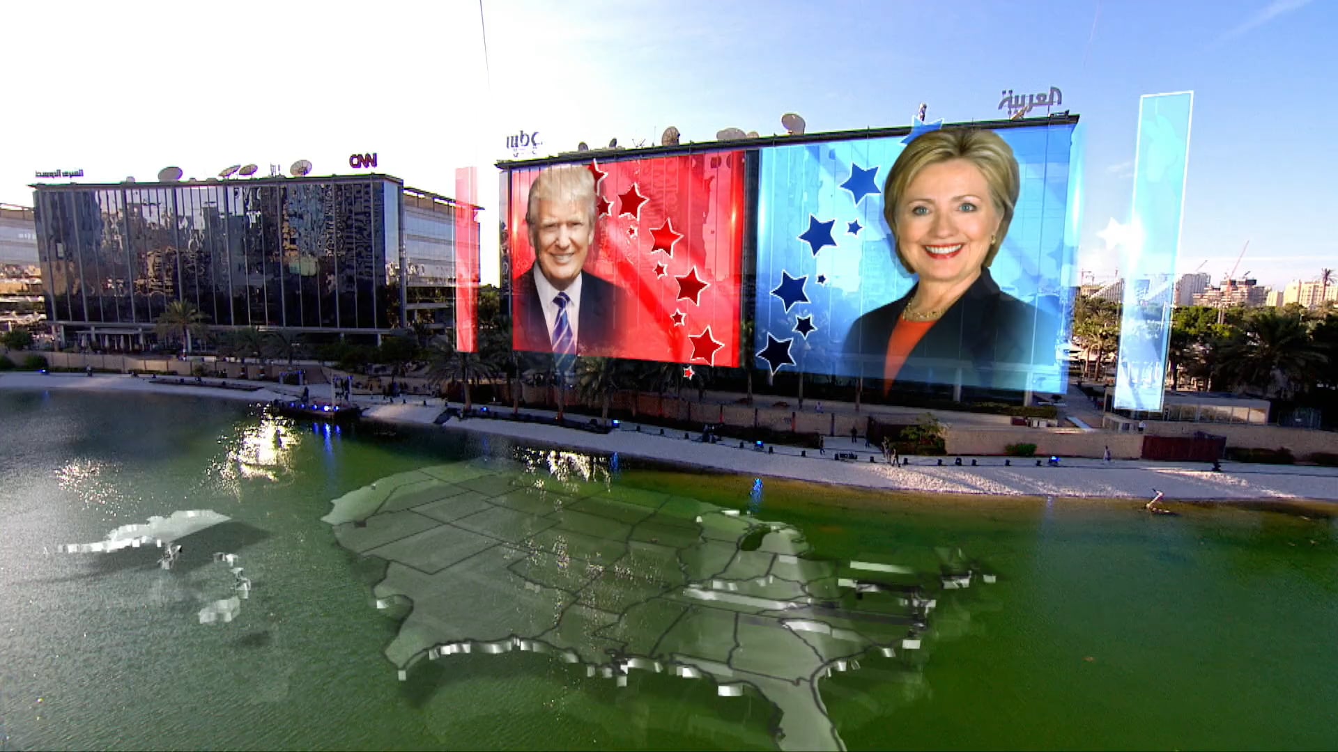 Al Arabiya builds massive outdoor AR set for 2016 US election night broadcast