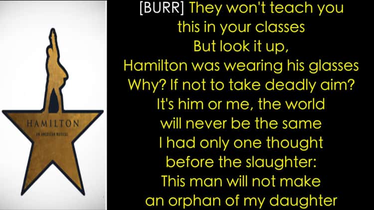 Hamilton discount broadway lyrics