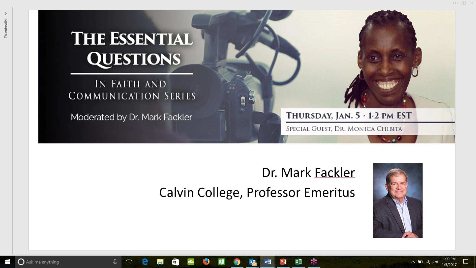 2017-01-05 12.59 “Essential Questions In Faith And Communication Series ...