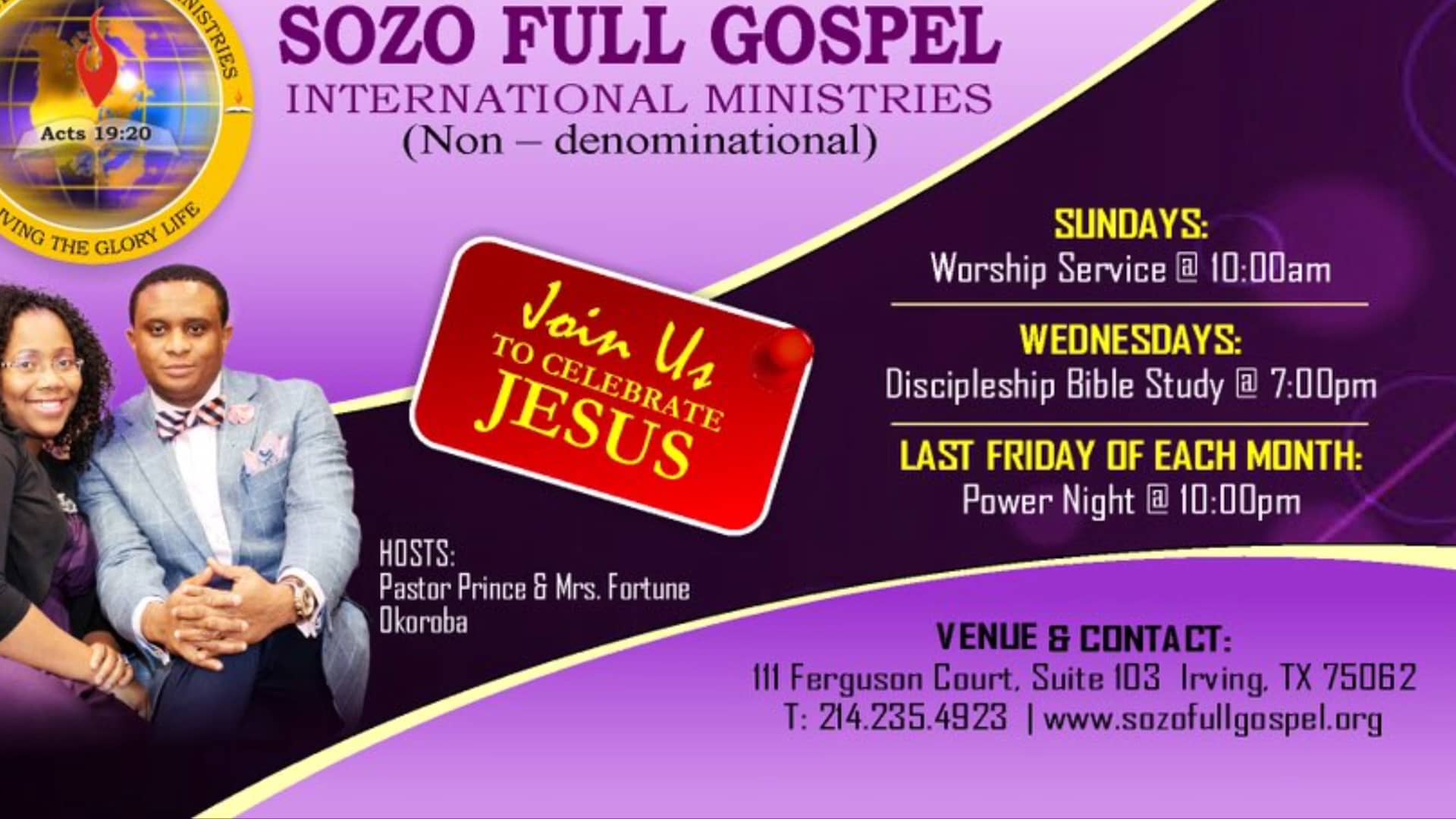 We are ready to welcome you to Sozo Full Gospel Int'l Ministries. Grab ...