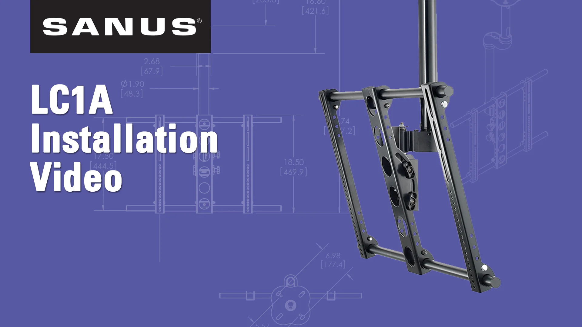 SANUS LC1Aフラットテレビ天井吊り下げ金具 Ceiling TV Mount for 37