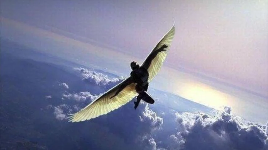 Закачать летит. Полет на крыльях. Летающий человек. Человек улетает. Летающий мужчина.