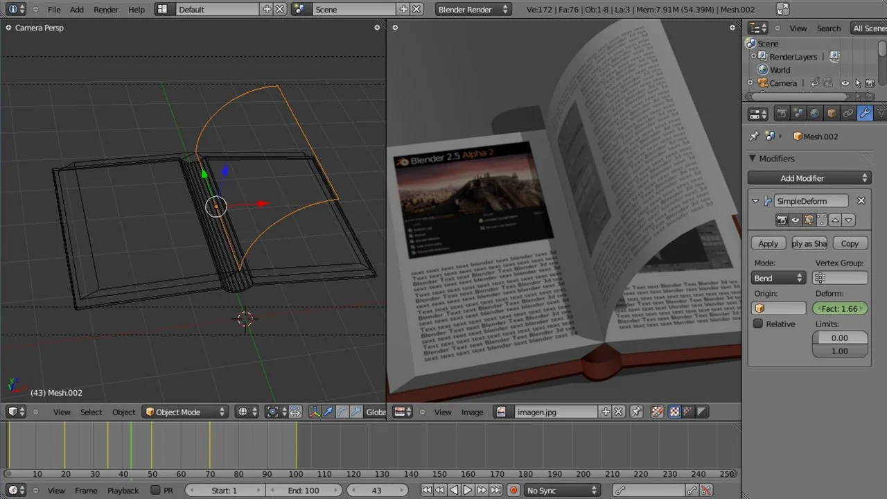Blender Tutorial. Double sided material & page flip animation.[english]