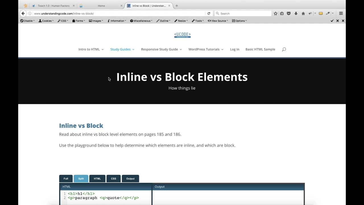 Inline vs Block Elements on Vimeo
