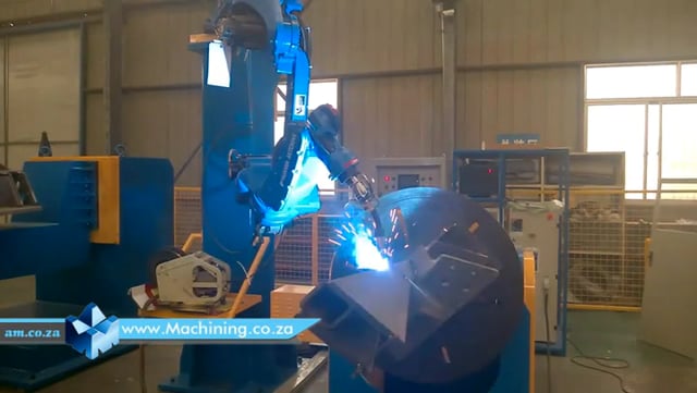 Machining Video: Robotic Pulsed Gas Metal Arc Welding (GMAW-P) of Complex Component Hold on Rotary, Prepared by Spot Weld on Jig