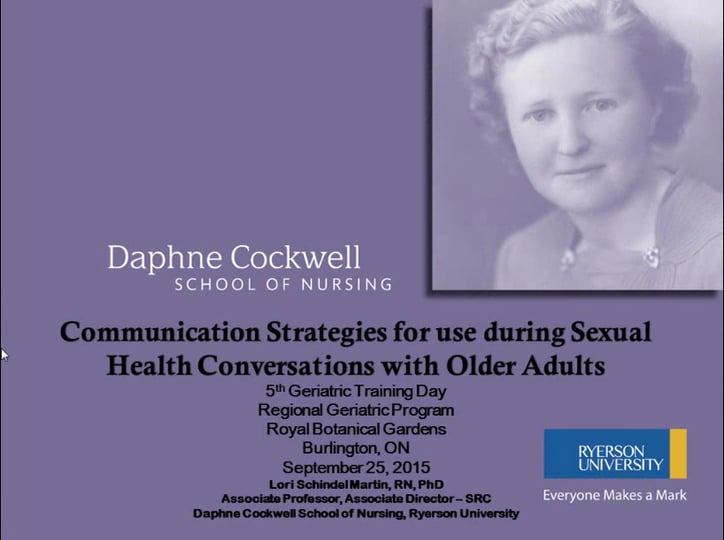 Communication Strategies for use during Sexual Health Conversations with Older Adults Dr. Lori Schindel Martin