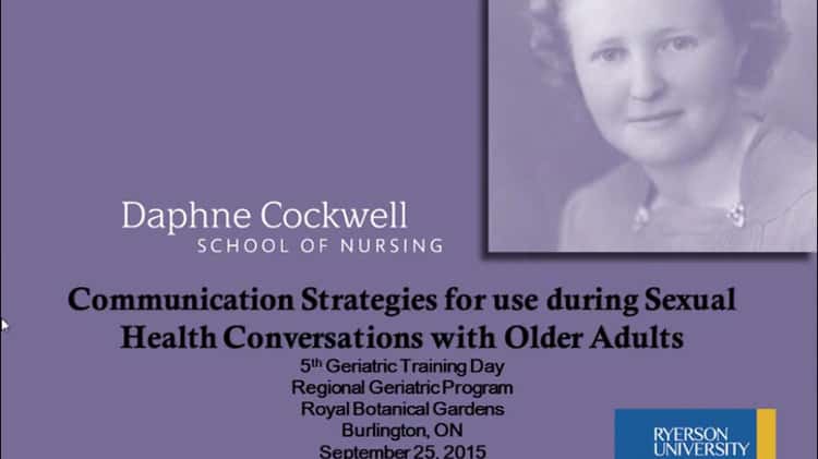 Communication Strategies for use during Sexual Health Conversations with Older Adults Dr. Lori Schindel Martin