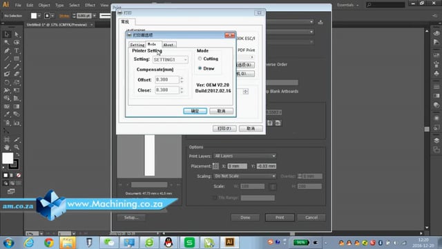 Machining Video: Direct Cut from Adobe Illustrator Demonstration using all New AM.CO.ZA Vinyl Cutters as Windows Printer