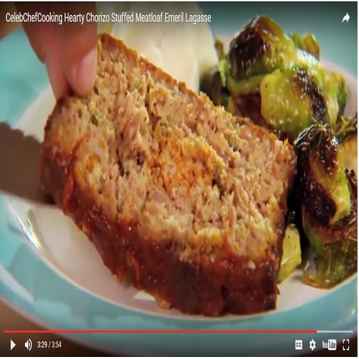 CelebChefCooking Hearty Chorizo Stuffed Meatloaf Emeril Lagasse on