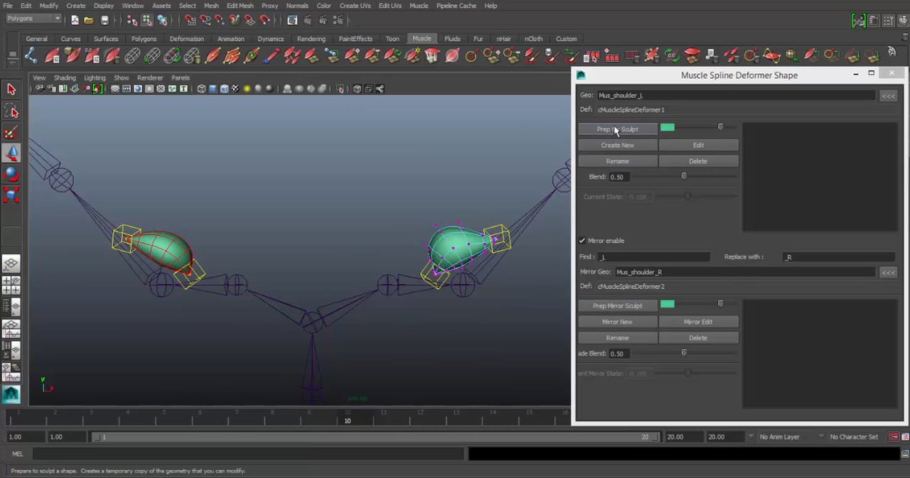 MEL scripting Muscle edit shapes by Rohan Shinde - Zerply