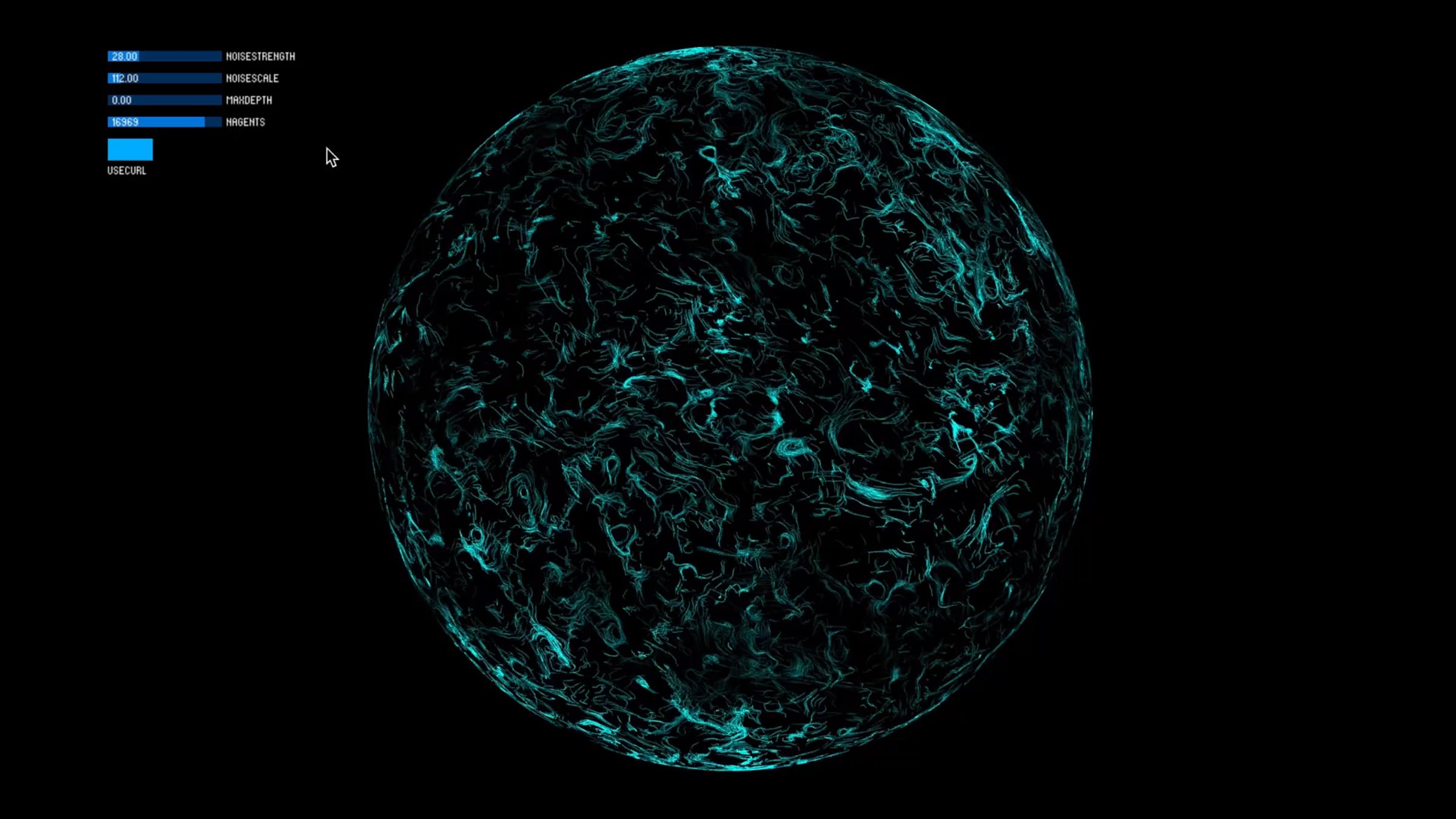 Processing: 3D Curl Noise on Sphere | Videos & Movies on Vimeo
