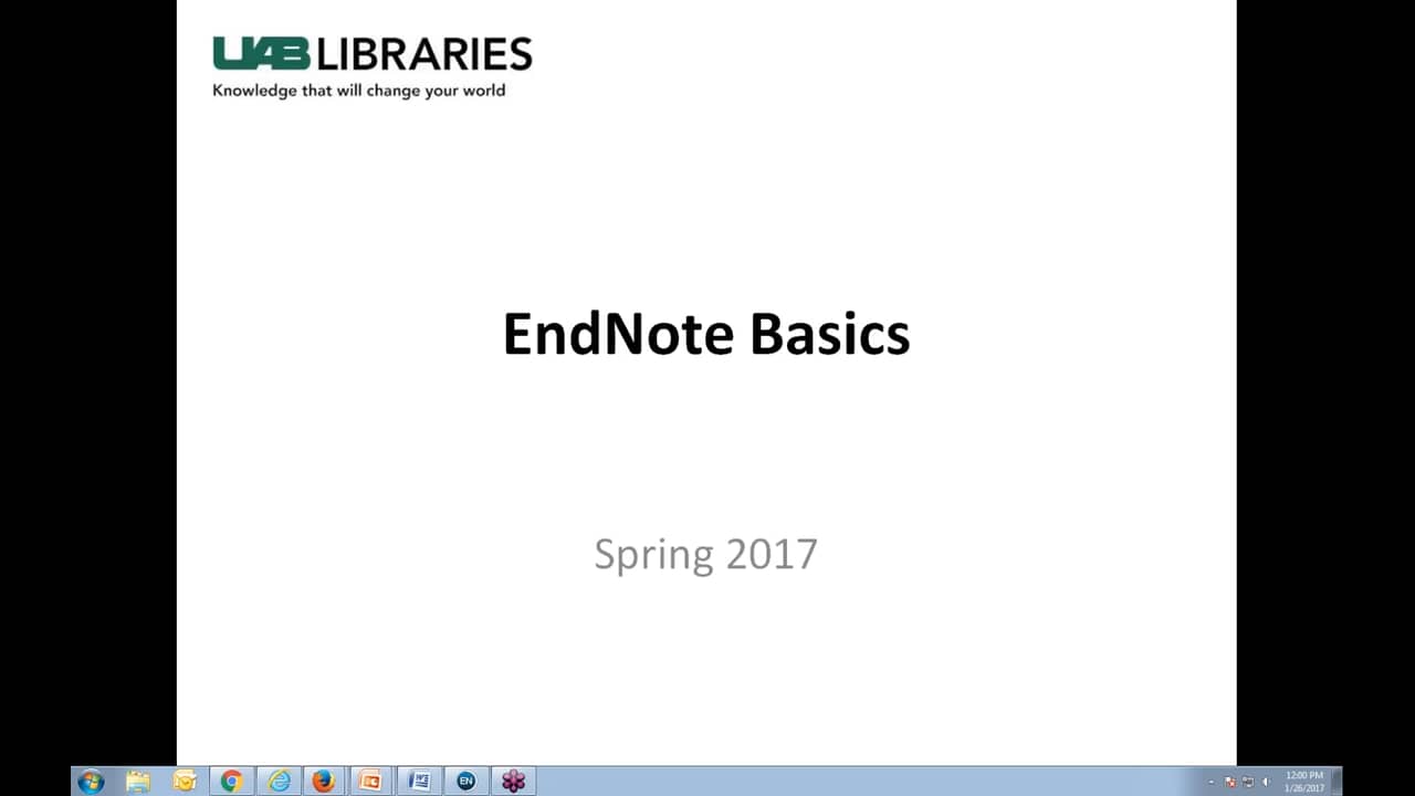 EndNote Basics (X8 for Windows) January 26, 2017 on Vimeo