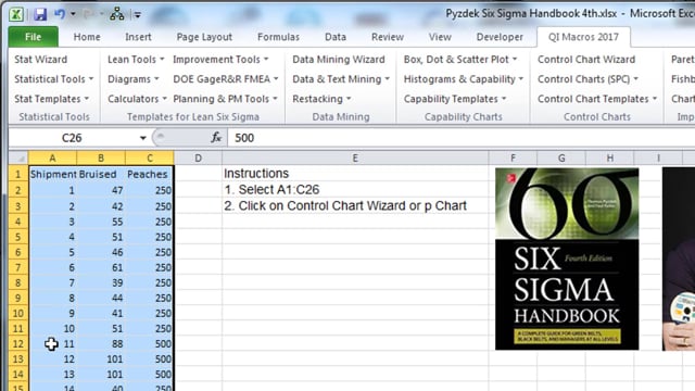 p Chart  pg 325 Six Sigma Handbook 4th Edition Pyzdek & Keller