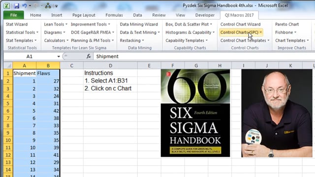 c Chart  pg 335 Six Sigma Handbook 4th Edition Pyzdek & Keller