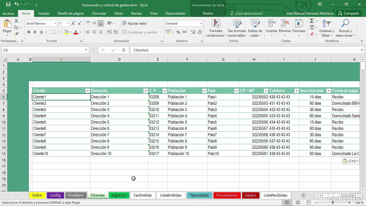 2. Diseño de la hoja de clientes con Microsoft Excel on Vimeo