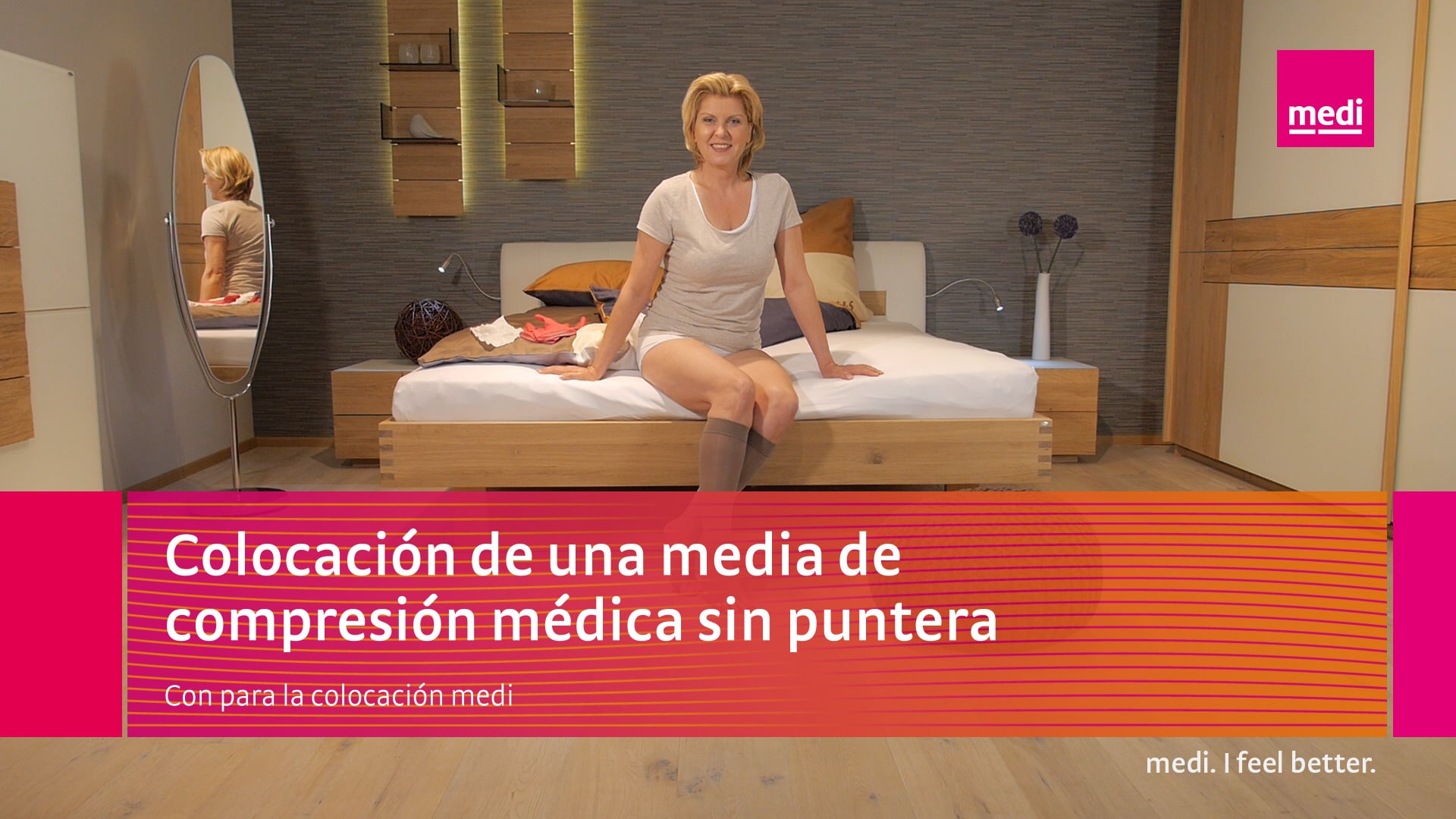 Colocación de una media de compresión médica sin puntera