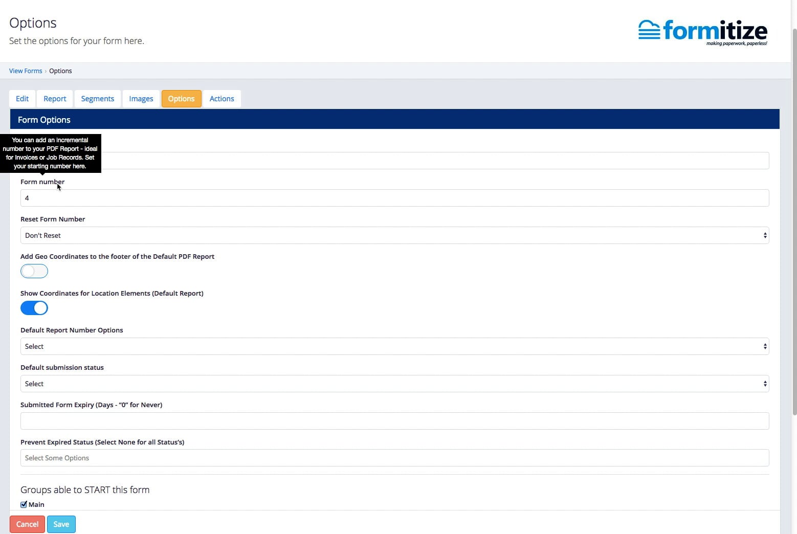 Form Options on Vimeo