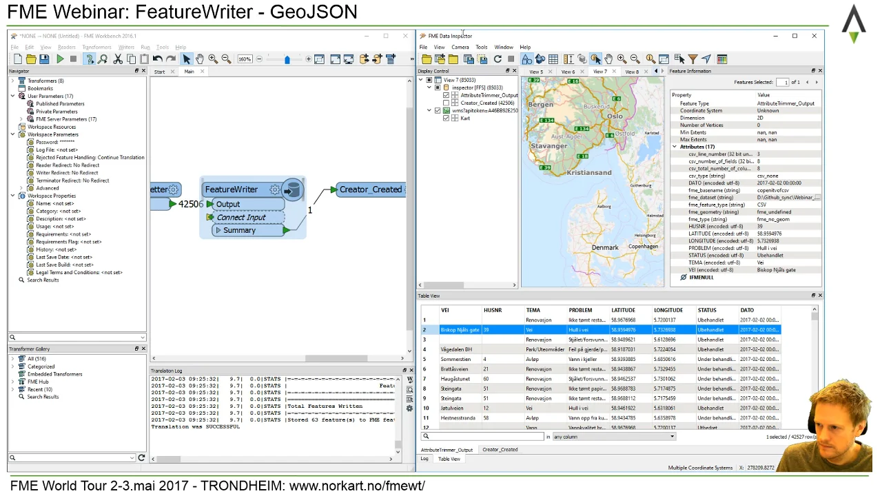 FME CSV til GeoJSON, Fanout og HTMLReportGenerator on Vimeo