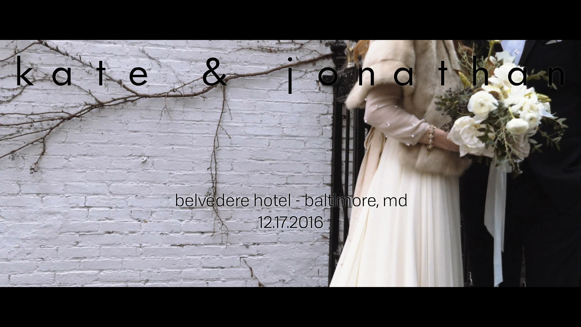 Kate & Jonathan wedding film at Belvedere Hotel, Baltimore MD