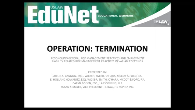 Operation Termination  Minimizing multiple risks when terminating an employee following an adverse incident Video