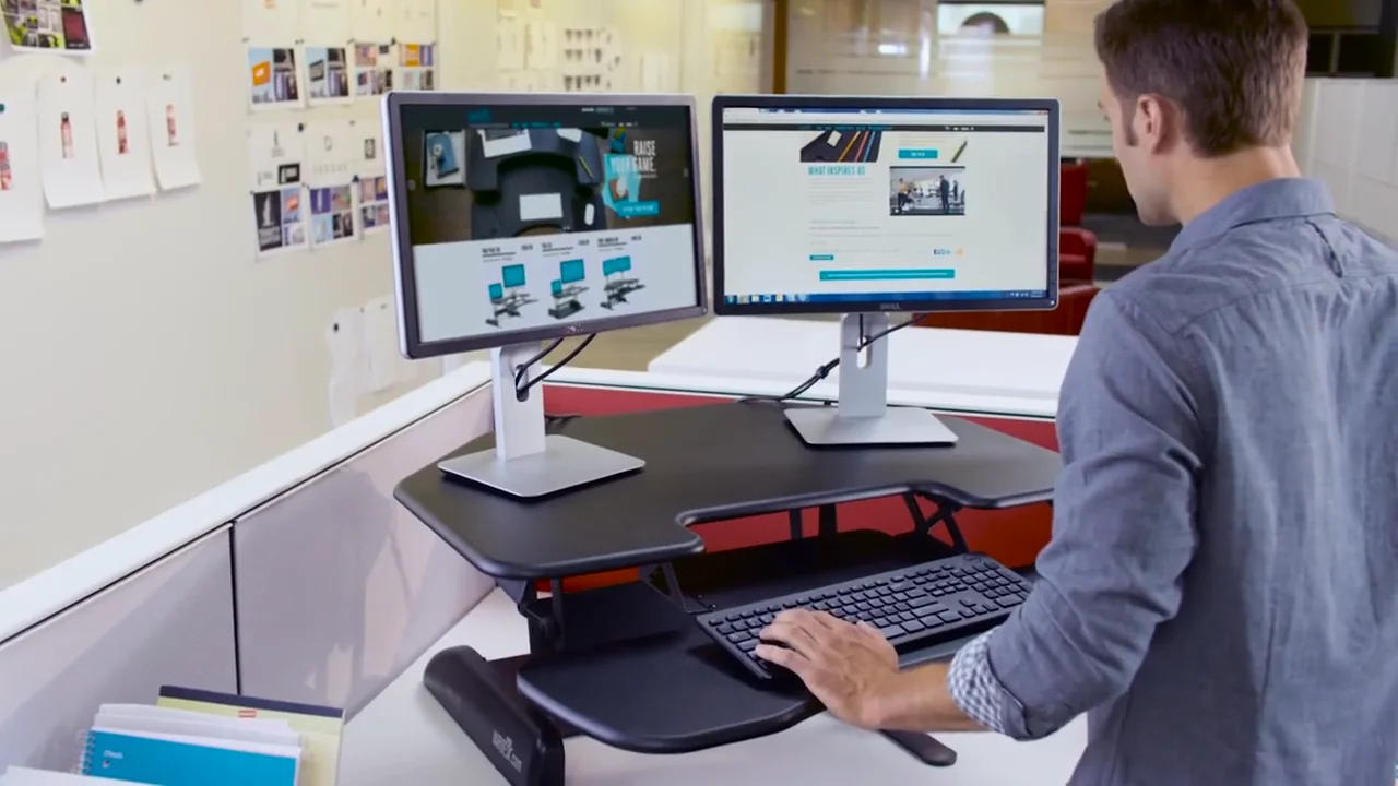 Varidesk cube deals corner standing desk