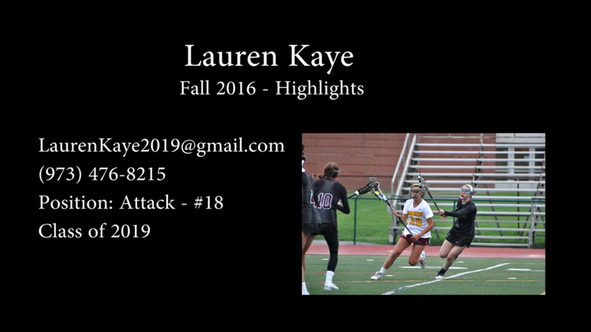 Lauren Kaye Lacrosse Highlights - Fall 2016
