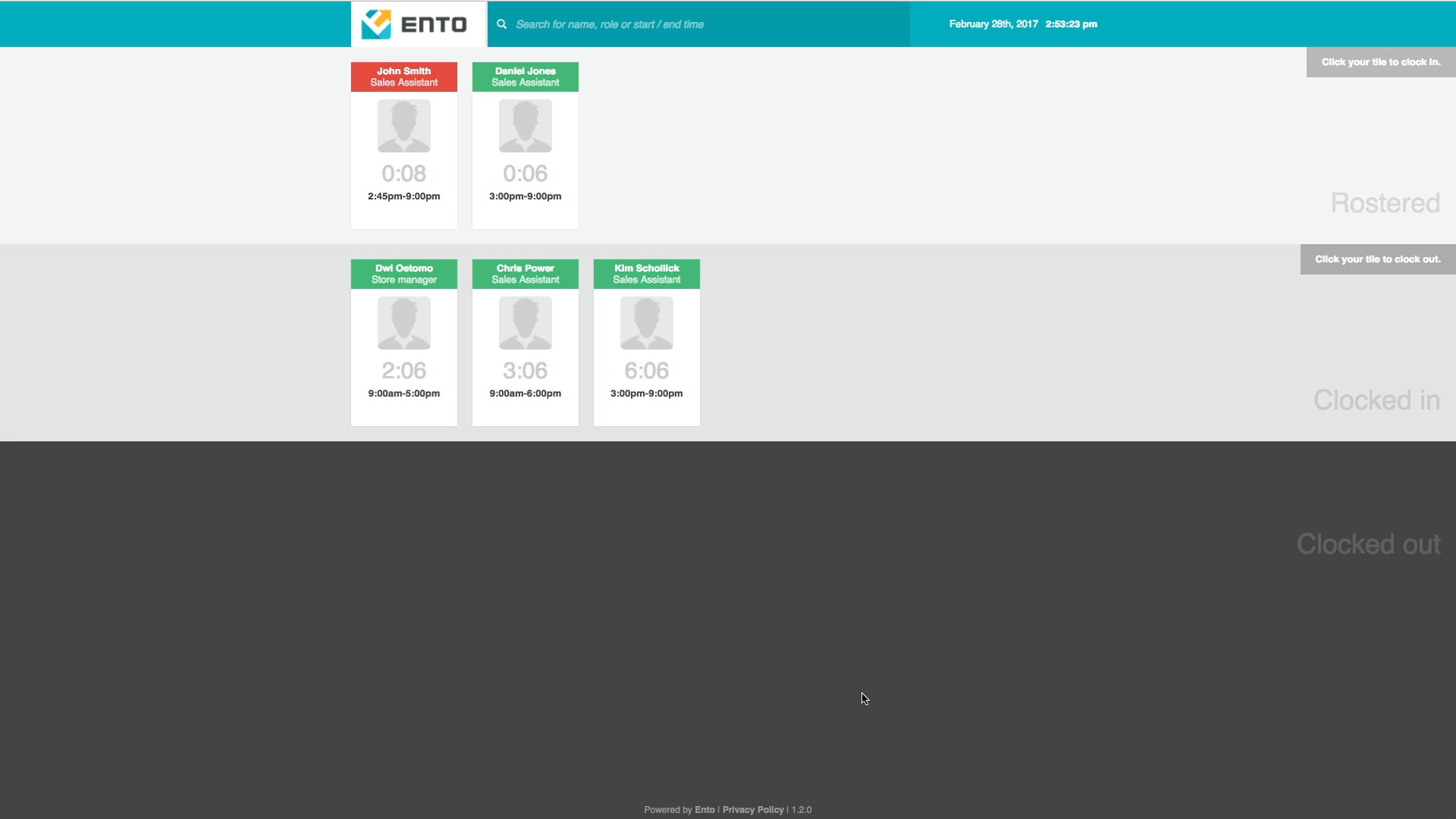 ENTO Clocking in and out using the time clock on Vimeo
