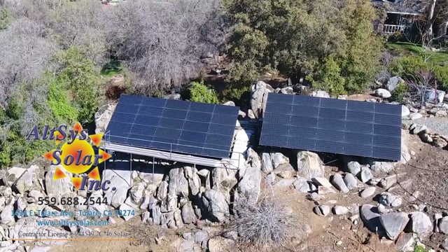 On the side of the stony hill in Springville CA completing the splendid view is this splendid solar install.