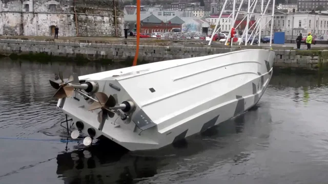 Self-righting capsize recovery test of XSV 17 'Thunder Child'