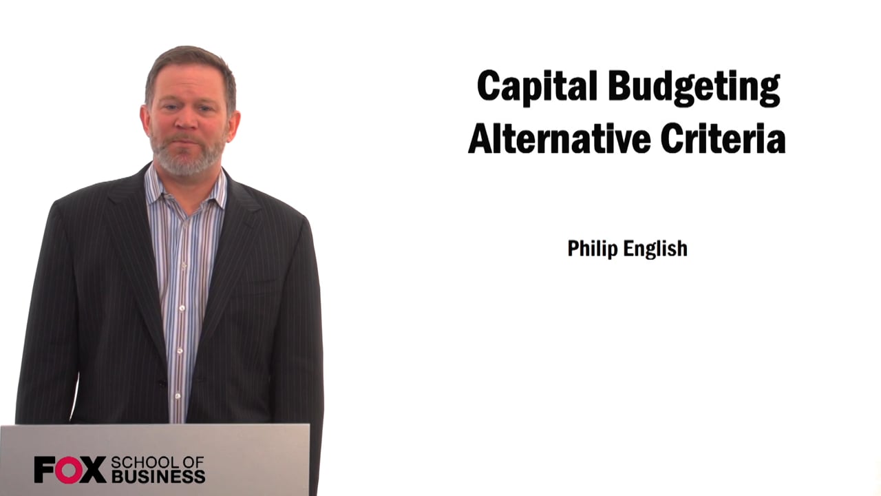 Capital Budgeting Alternative Criteria