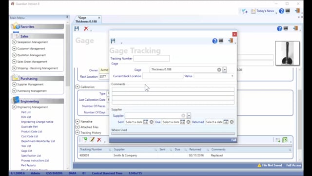 Tool, Gage, Specifications and Process Instruction
