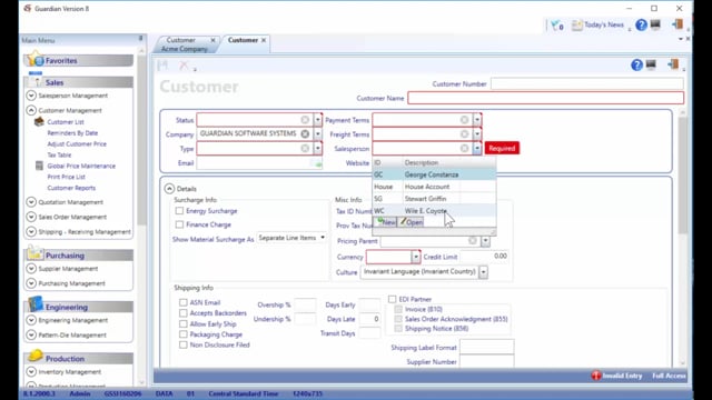Customer Maintenance