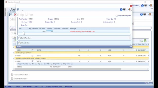 Shipping and BOL Maintenance