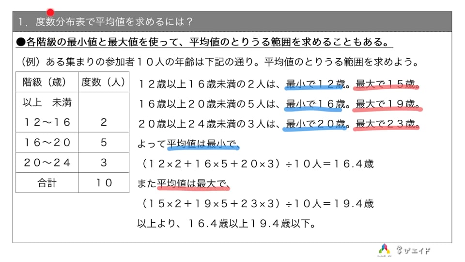 12 5要点 度数分布表と平均値 中村 翔
