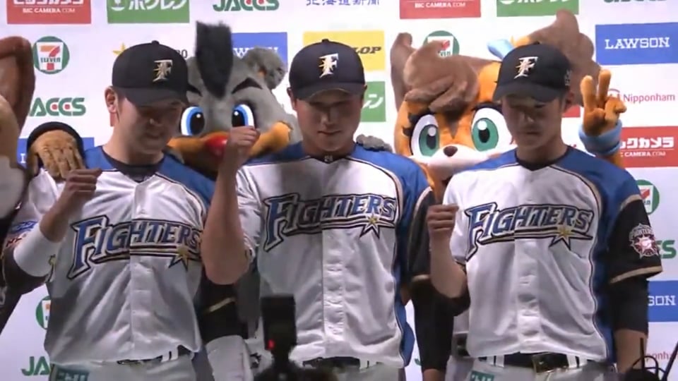 ファイターズ・石井一選手・森本選手・清水選手ヒーローインタビュー 2017/4/13 F-H