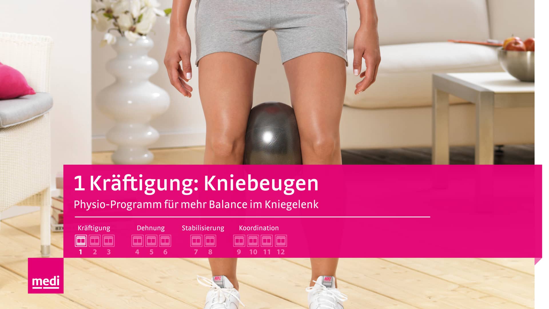 PhysioProgramm für mehr Balance im Kniegelenk Kniebeugen on Vimeo