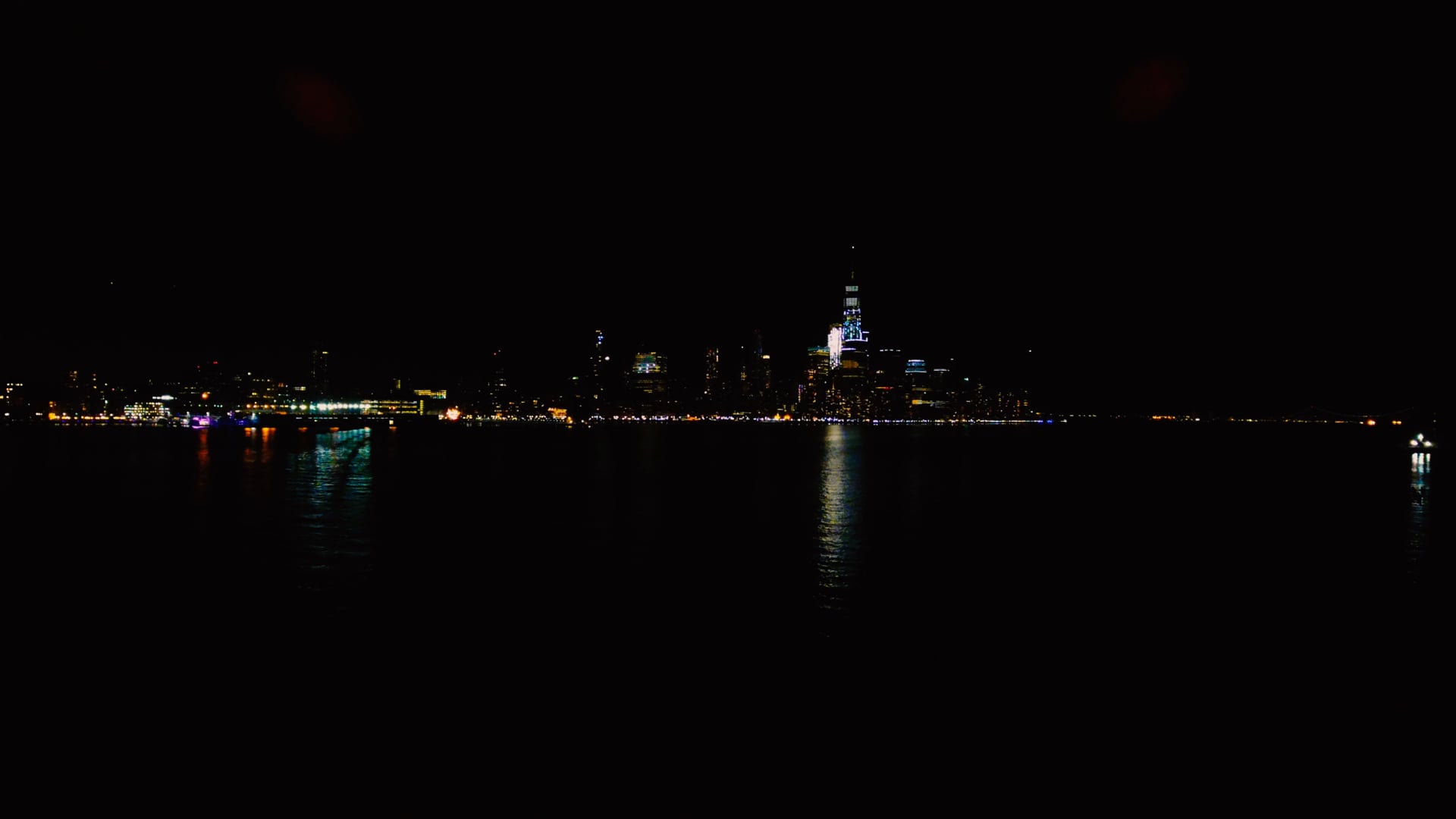 AERIAL: NYC SKYLINE NIGHT