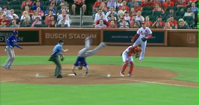 VIDEO: Blue Jays' Chris Coghlan flips over Yadier Molina during