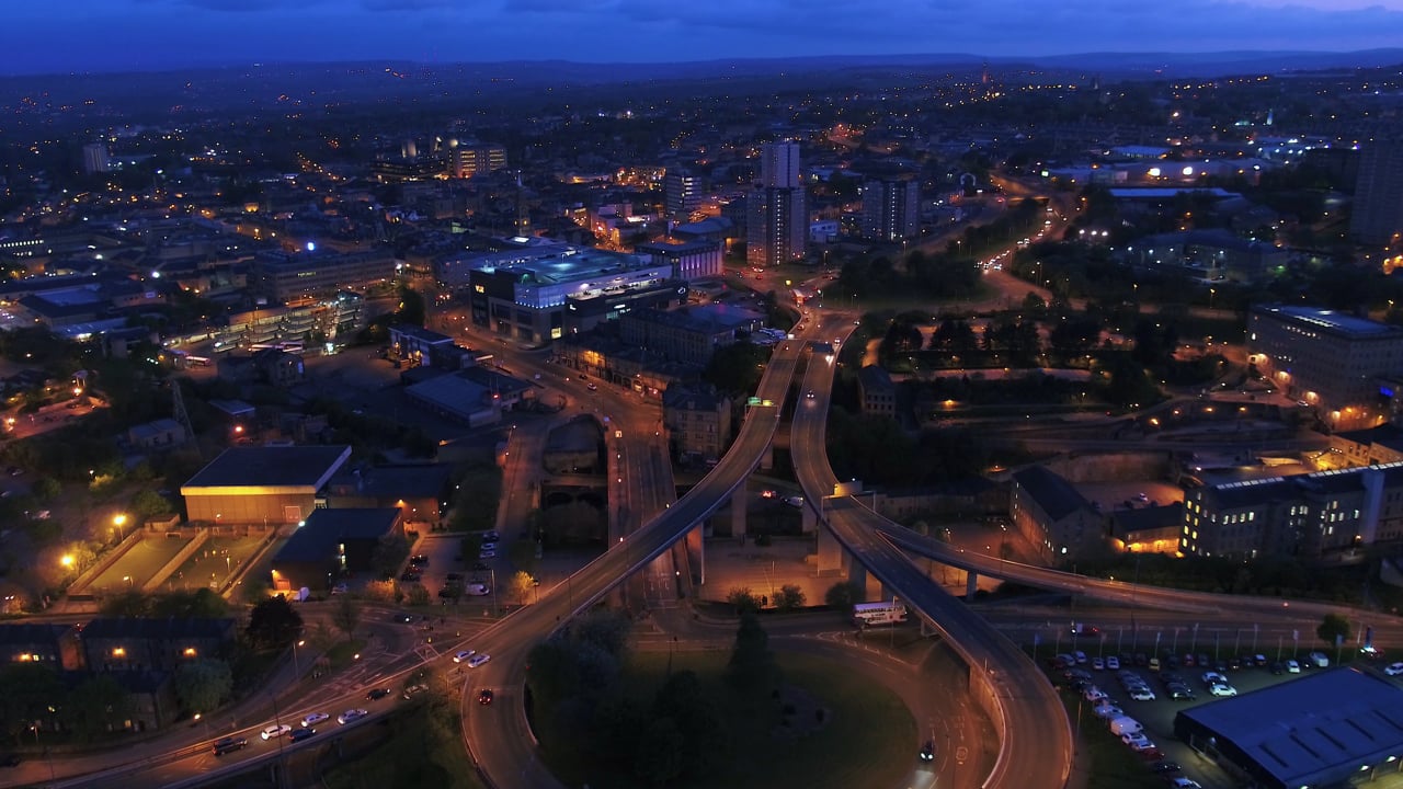 Night hyperlapse filmed by drone