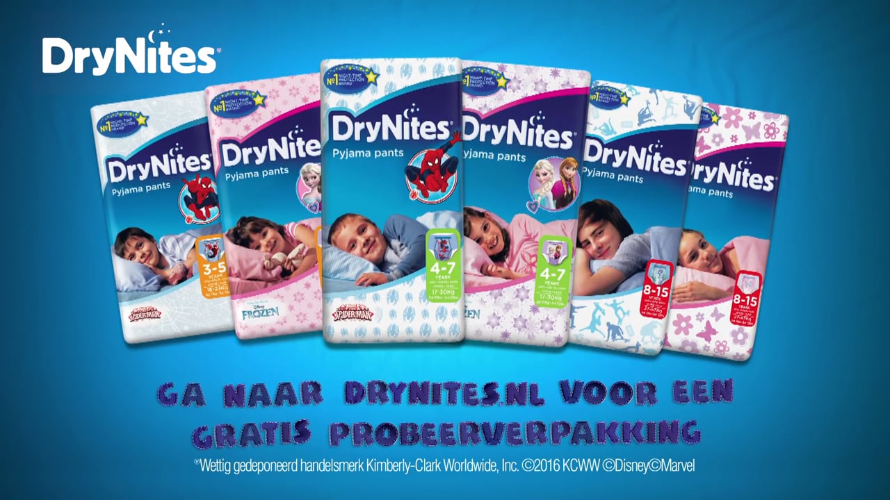 VOICE OVER: Huggies  DryNites commercial