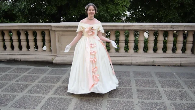 Empress Eugenie, In White Silk Dress With Lace Detail And Ribbons Tied Off  The Shoulder, Five