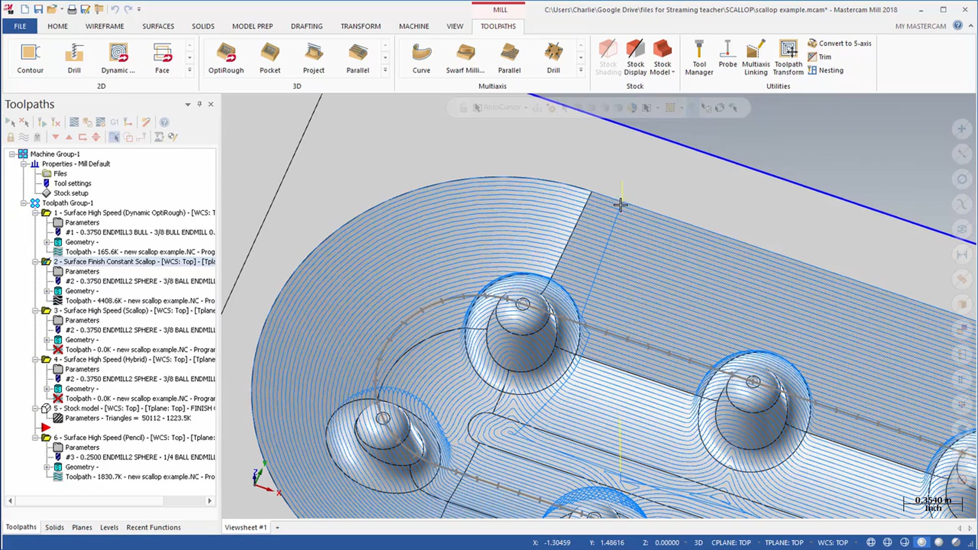 3D Mill Finishing Toolpaths