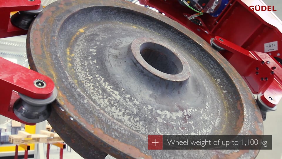 Railway wheel gripper - With turning and swiveling unit ± 180°