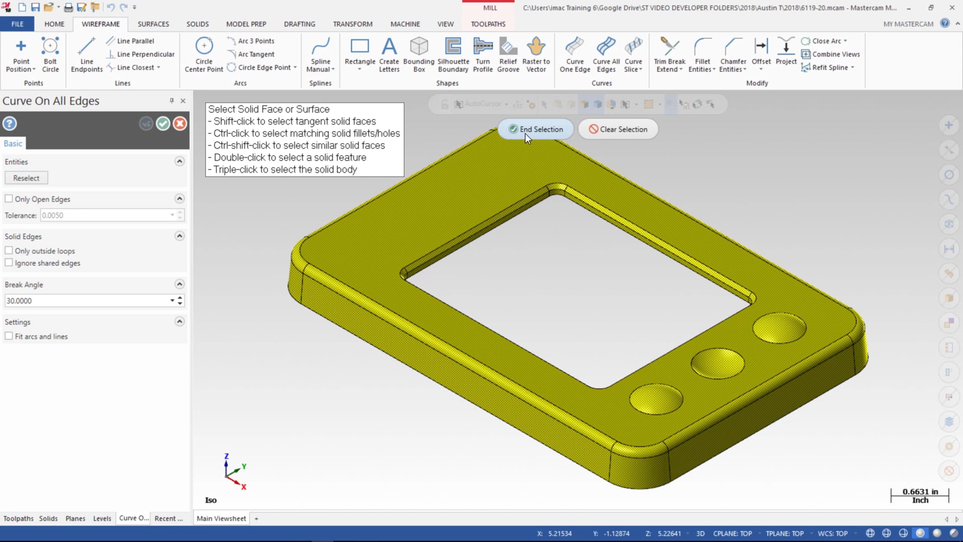 Create Surfaces and Wireframe from a Solid