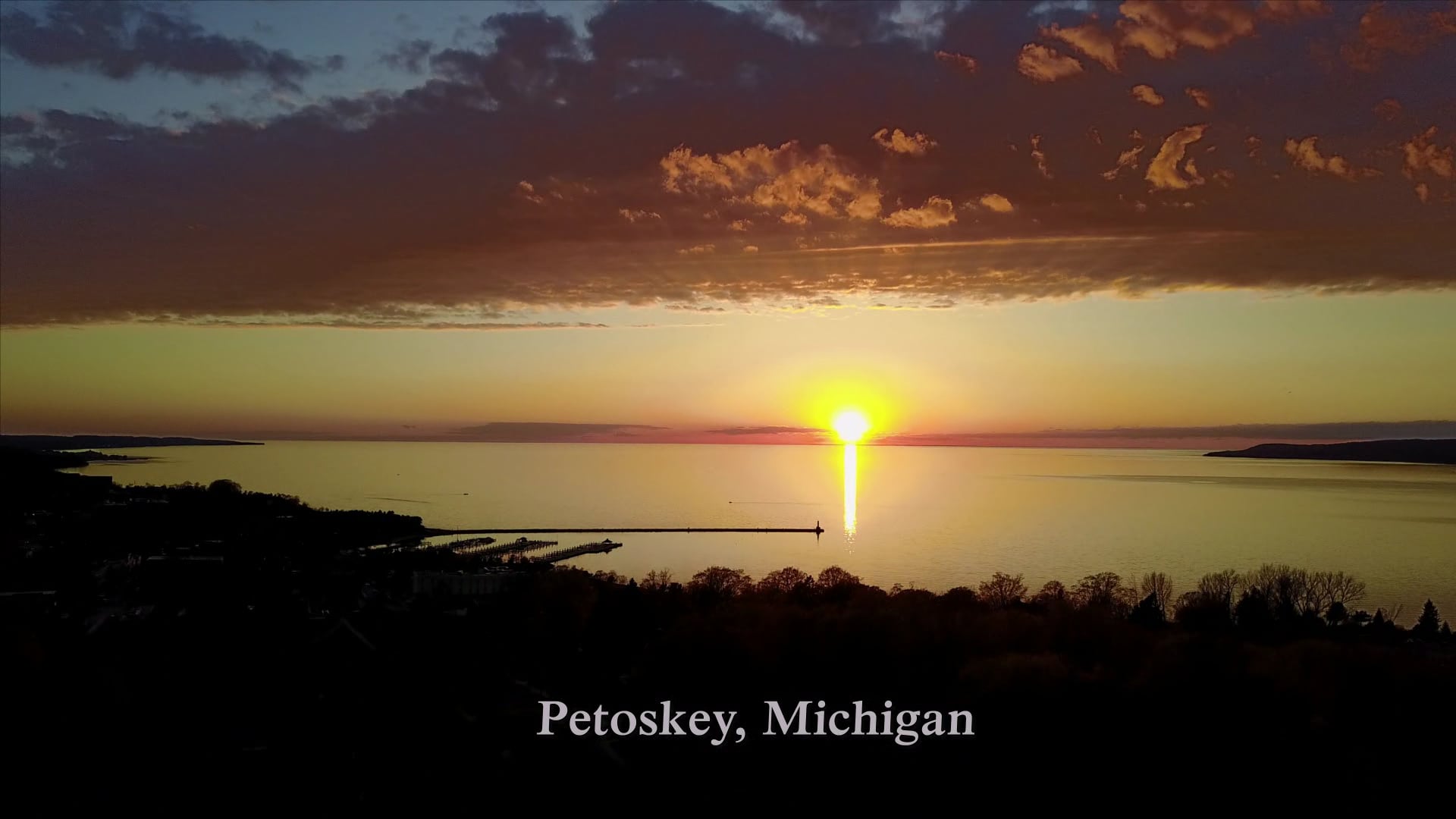 petoskey sunset drone aerial lake michigan dusk by Paul