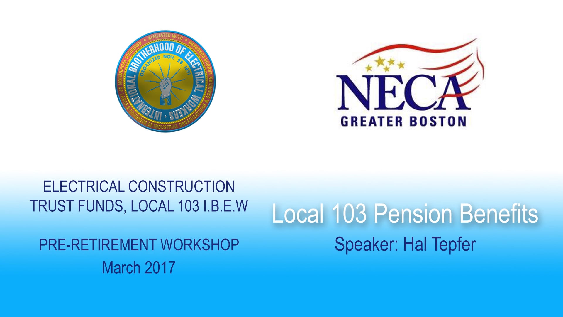 Electrical Construction Trust Funds PreRetirement Pension Benefits on Vimeo